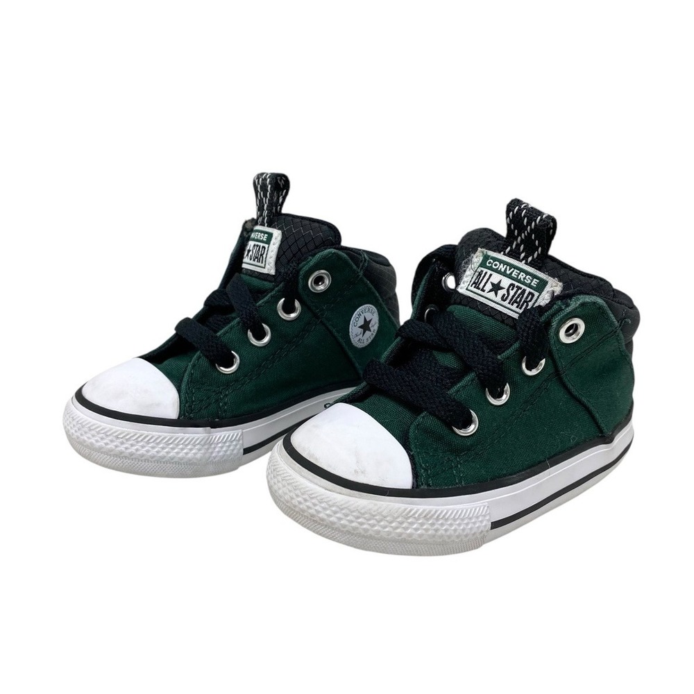 Converse All Star Baby Shoes Forest Green Canvas Mid Top Lace Up Sneakers Size 5